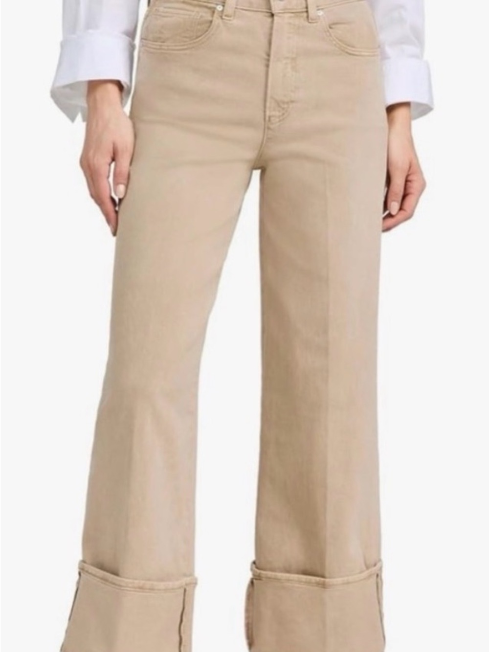 PAIGE Wide-Leg Jeans in Light Beige
